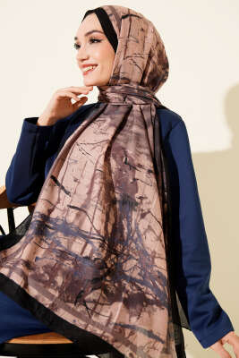 Pazarium - Baskı Desen Bambu Kraş Şal Siyah