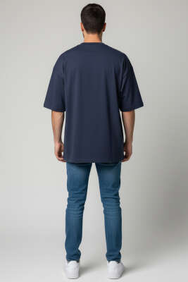 Oversize Basic Erkek Tshirt Füme - Thumbnail