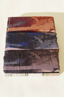 Pazarium - Batik Desen Bambu Kral 3'lü Şal Seti Asorti 1