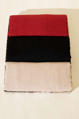 Pazarium - Aya Serisi İnce Pamuk 3'lü Şal Seti Asorti 1