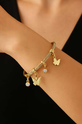 Pazarium - Kelebek Süslemeli Bileklik Gold