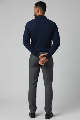 Jakar Desenli Erkek Gömlek Lacivert - Thumbnail