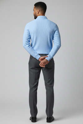 Jakar Desenli Erkek Gömlek Mavi - Thumbnail