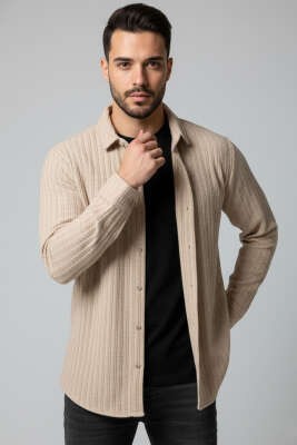 Jakar Desenli Erkek Gömlek Taba - Thumbnail