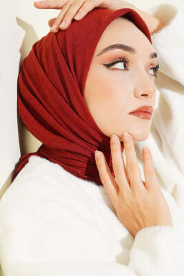 Pazarium - Basic Bambu Kraş Eşarp Bordo