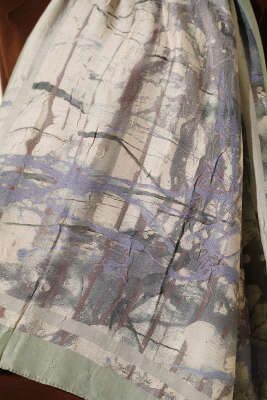 Baskı Desen Bambu Kraş Şal Çağla Yeşili - Thumbnail