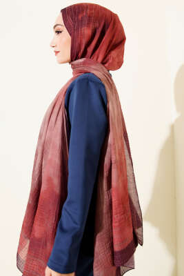 Batik Desen Müslin Şal Mürdüm - Thumbnail