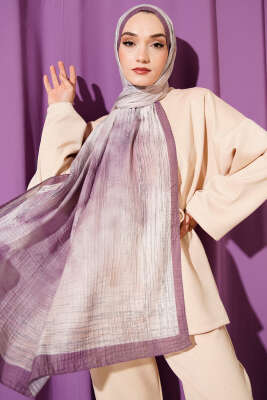 Batik Desen Müslin Şal Lila - Thumbnail