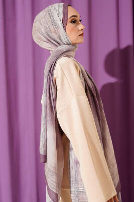 Batik Desen Müslin Şal Lila - Thumbnail