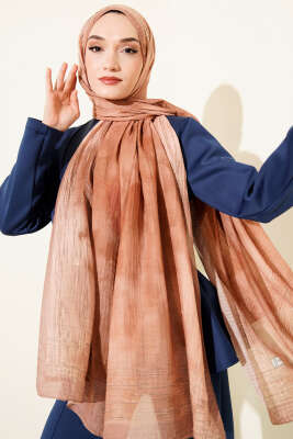 Batik Desen Müslin Şal Latte - Thumbnail