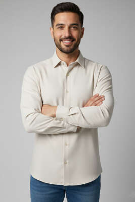 Pazarium - Jakarlı Süprem Erkek Gömlek Taş