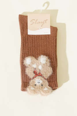 Pazarium - Ayıcık Sakallı Soket Kadın Çorap Kahve