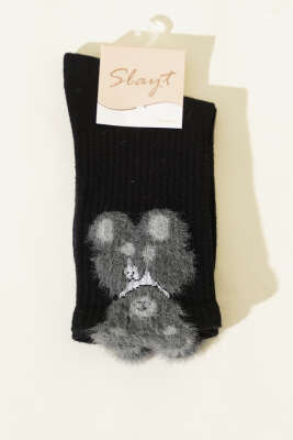 Pazarium - Ayıcık Sakallı Soket Kadın Çorap Siyah