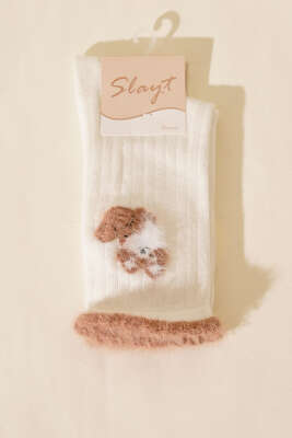 Pazarium - Sakallı Kadın Soket Çorap Ekru