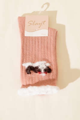 Pazarium - Sakallı Kadın Soket Çorap Pudra