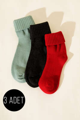 Pazarium - Kadın 3'lü Bot Çorabı Asorti 5