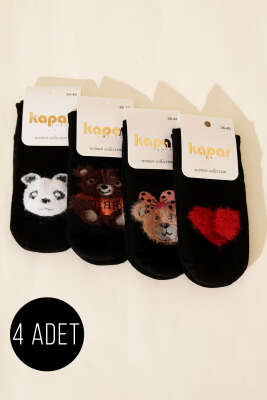 Pazarium - Kadın 4'lü Yumoş Patik Çorap Asorti 1