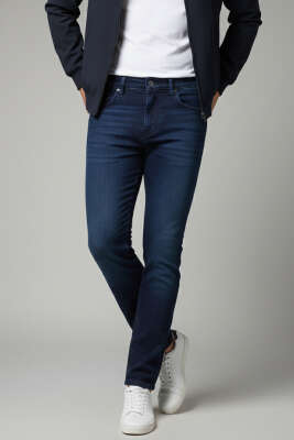 Pazarium - Basic Erkek Kot Pantolon Lacivert