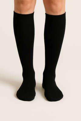 Pazarium - Kadın Kolej Diz altı Çorap Siyah