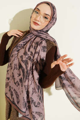 Pazarium - Zebra Desen Şal Camel