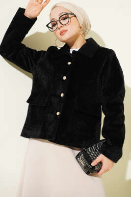 Pazarium - Torba Cepli Kısa Goldfox Ceket Siyah