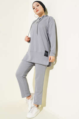 Pazarium - What Ever Armalı Kapüşonlu İkili Takım Gri