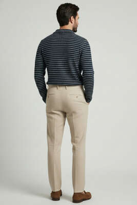 Çizgili Baskılı Erkek Triko Kazak Füme - Thumbnail