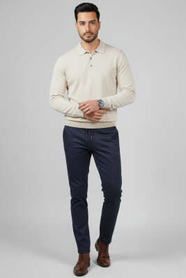 Bağcıklı Jogger Erkek Pantolon Lacivert - Thumbnail