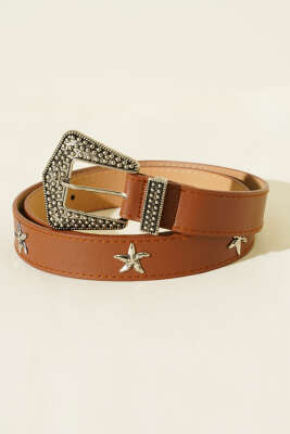 Pazarium - Deniz Yıldızı Tokalı Kemer Taba