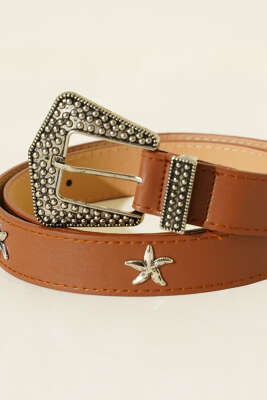 Deniz Yıldızı Tokalı Kemer Taba - Thumbnail