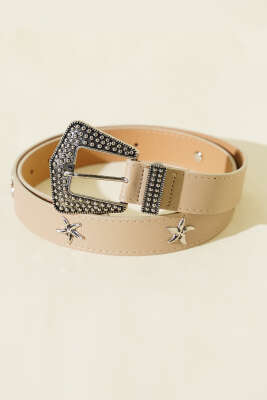 Pazarium - Deniz Yıldızı Tokalı Kemer Bej