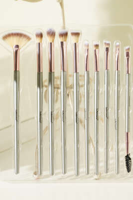 10'lü Makyaj Fırça Seti Gri - Thumbnail