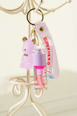 Pazarium - Ayıcık Anahtarlıklı Dudak Parlatıcı Lila