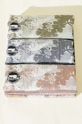 Pazarium - 3'lü Manzara Desen Bambu Kraş Şal Seti Asorti 2