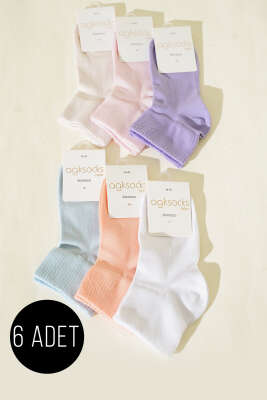 Pazarium - Bayan 6'lı Sport Lastik Kısa Konç Çorap Asorti 3