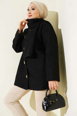 Pazarium - Atkılı Buklet Ceket Siyah