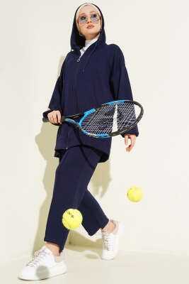 Pazarium - Kapüşonlu Cepli Loyşa İkili Takım Lacivert