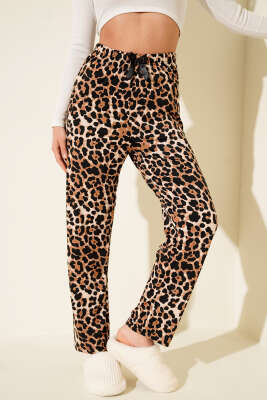 Bel Lastikli Desenli Pijama Altı Leopar - Thumbnail