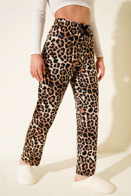 Bel Lastikli Desenli Pijama Altı Leopar - Thumbnail