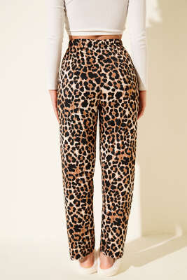 Bel Lastikli Desenli Pijama Altı Leopar - Thumbnail
