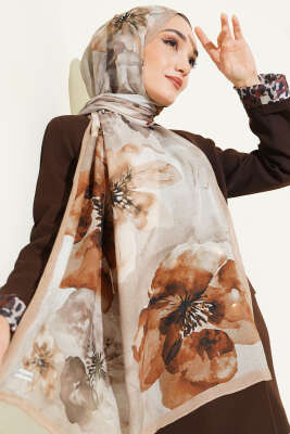 Flowers Desen Rami Şal Bej - Thumbnail