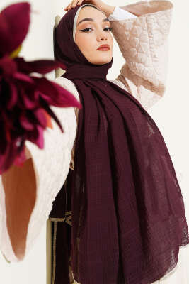 Pazarium - Biyeli Müslin Şal Mürdüm