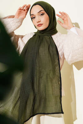 Pazarium - Biyeli Müslin Şal Kamuflaj Yeşili