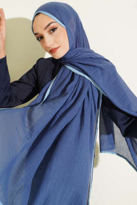 Pazarium - Biyeli Müslin Şal İndigo