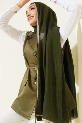 Pazarium - Biyeli Müslin Şal Haki