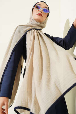 Pazarium - Biyeli Müslin Şal Bej