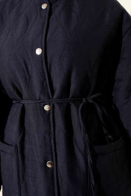 Dalga Desen Çıtçıtlı Ceket Lacivert - Thumbnail