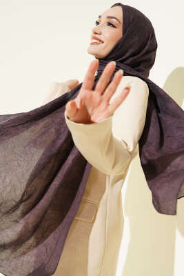 Pazarium - Retro Desenli Bambu Kraş Şal Acı Kahve