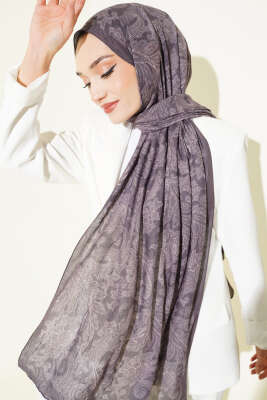 Pazarium - Retro Desenli Bambu Kraş Şal Kestane