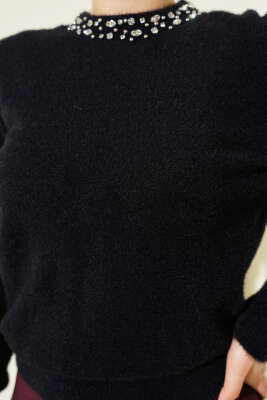 Yakası Taşlı Sakallı Kazak Siyah - Thumbnail